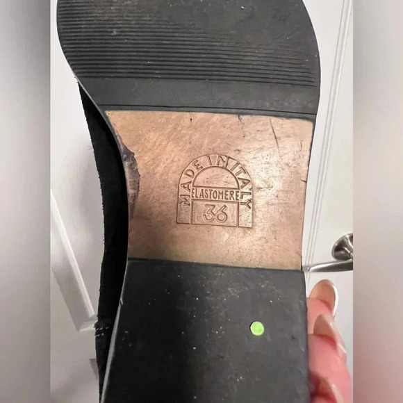 Vintage | Made in Italy Black Suede  Slouchy Boots | Size 6 - Picture 6 of 8